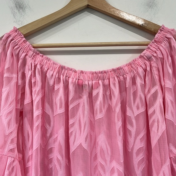 Lilly Pulitzer Nevie Off The Shoulder Cover Dress in Pink Floral Sheer size M - Picture 10 of 15